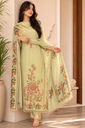 Pastel Pistachio Floral Mulmul Embroidered Suit Set