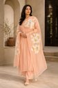 Peach Blossom Hand-Printed Pure Mulmul Suit Set