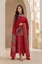 Noor-e-Ajrakh Crimson Pure Modal 3-Piece Suit Set