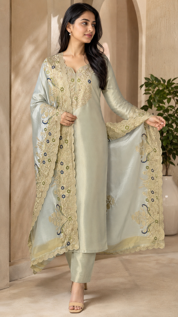Celestial Sage Embroidered Luxury Suit Set