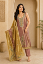 Rosé Gold Mirror Embroidered Premium Unstitched Suit Set Gs
