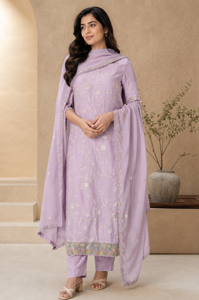 Lilac Bloom Embroidered Suit Set ✨ mul mul