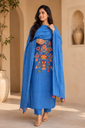 Azure Bandhani Pure Mulmul Suit Set