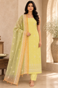 Lemon Zest Chikankari Luxe Unstitched Suit Set